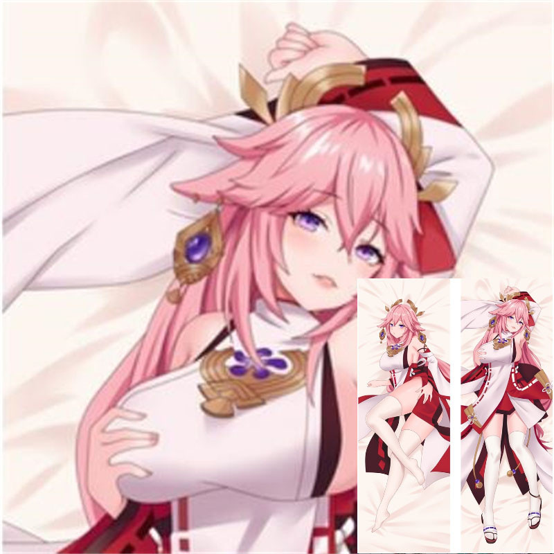 50 * 160cm Anime Trang Trí Gối Genshin Impact Yae Miko Cosplay Dakimakura Hai Mặt In Đệm Otaku Waifu