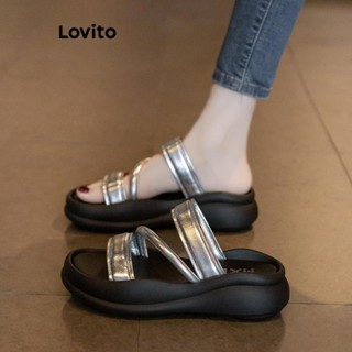 Lovito Giày Sandal Đế Bằng Tăng Chiều Cao Màu Bạc Cho Nữ LFA53002
