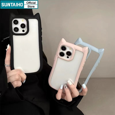 Suntaiho Ốp lưng iPhone Đẹp thẩm mỹ Vỏ mèo màu kẹo dễ thương Vỏ điện thoại Ốp lưng trong suốt TPU Silicon Ốp Điện Thoại Cho Iphone 16 15 14 12 13 11 Pro Max Hàn quốc Ốp Lưng Chống Sốc Bụi Bẩn
