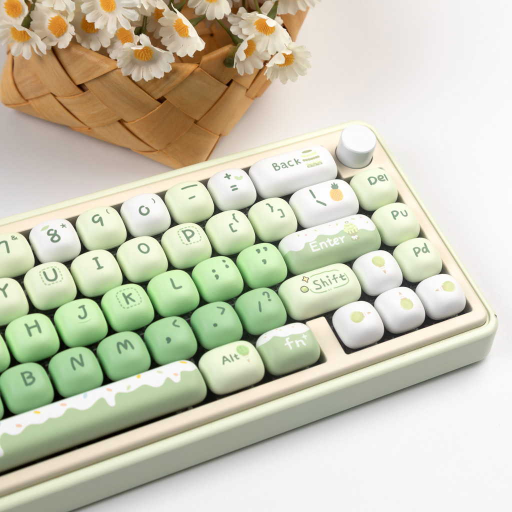   chỉ keycap  Bàn phím cơ hình tròn màu xanh lá cây KeyCap MOG Profile PBT DYE-Sublimation Thích hợp cho bàn phím trò chơi văn phòng 68   75   84   87   98   104   108 