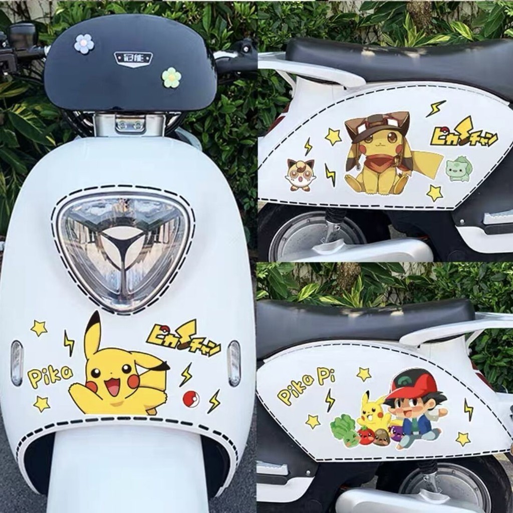Pok é mon Nhãn Dán Dễ Thương Làm Đẹp Xe Máy Hoạt Hình Dễ Thương Pok é mon Sửa Đổi Thân Xe Miếng Dán 