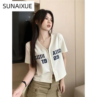 SUNAIXUE áo polo nữ áo có cổ Trendy Thời trang Vintage thời trang WCS2440GRV 15Z240413