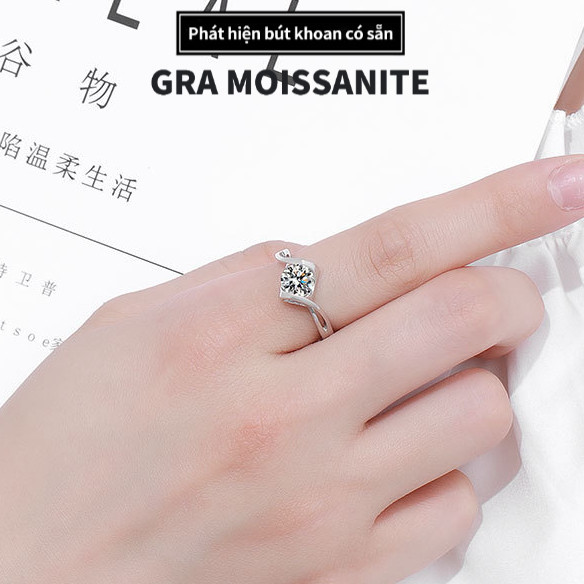 Nhẫn Kim Cương Moissanite Nhẫn Bạc 925 Nữ Thiên Thần Kiss Moissanite Nhẫn Kim Cương Cầu Hôn Nhẫn Đính Hôn Quà Tặng Cho Bạn Gái Sinh Nhật Quà Tặng Ngày Lễ Tình Nhân