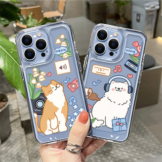 Ốp Lưng Cho xiaomi POCO C3 C31 F3 F4 M2 M3 M4 Pro 4G 4G XT GT NFC Âm Nhạc Chó Con Và Mèo Họa Tiết Trong Suốt acrylic tpu ốp Lưng Điện Thoại