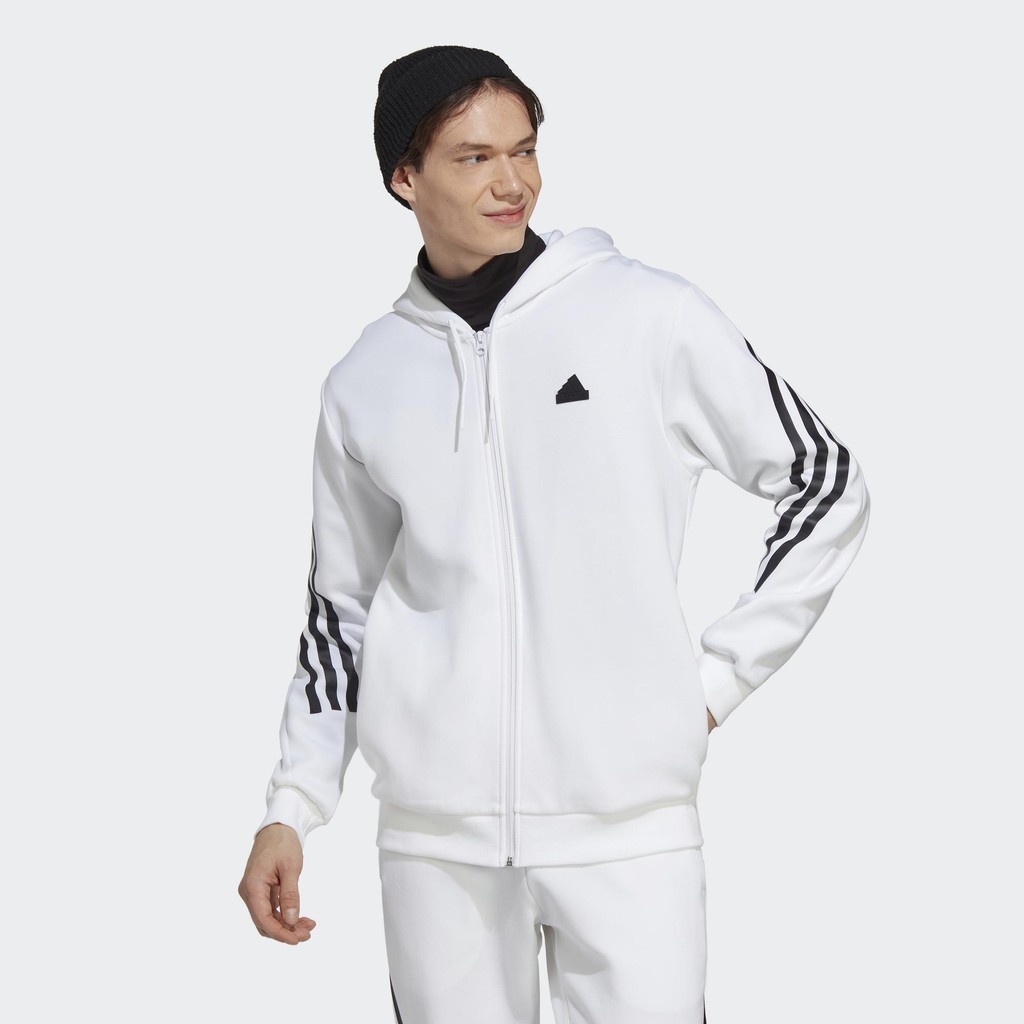 Adidas Phong cách sống Áo Hoodie Khóa Kéo 3 Sọc Future Icons Nam trắng IC8258