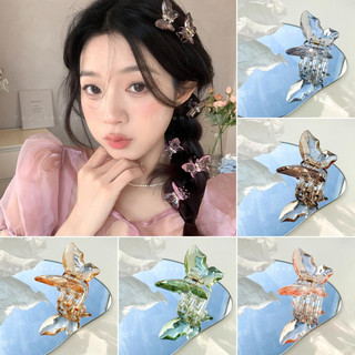 Kẹp tóc bướm trong suốt pha lê mới, Kẹp Grabber cao cấp dành cho nữ, Đa năng khi đi chơi vào mùa xuân hè