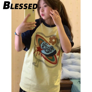Blessed áo phông áo thun nữ croptop baby tee Comfortable Thời trang Hàn Phong Xu hướng A29J1P2 17Z240425