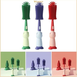 Bộ bàn chải chai cầm tay WRC Bàn chải làm sạch bình sữa bằng silicon Bàn chải làm sạch chai 3 trong 1 Bàn chải làm sạch bình sữa cho bé Bottl