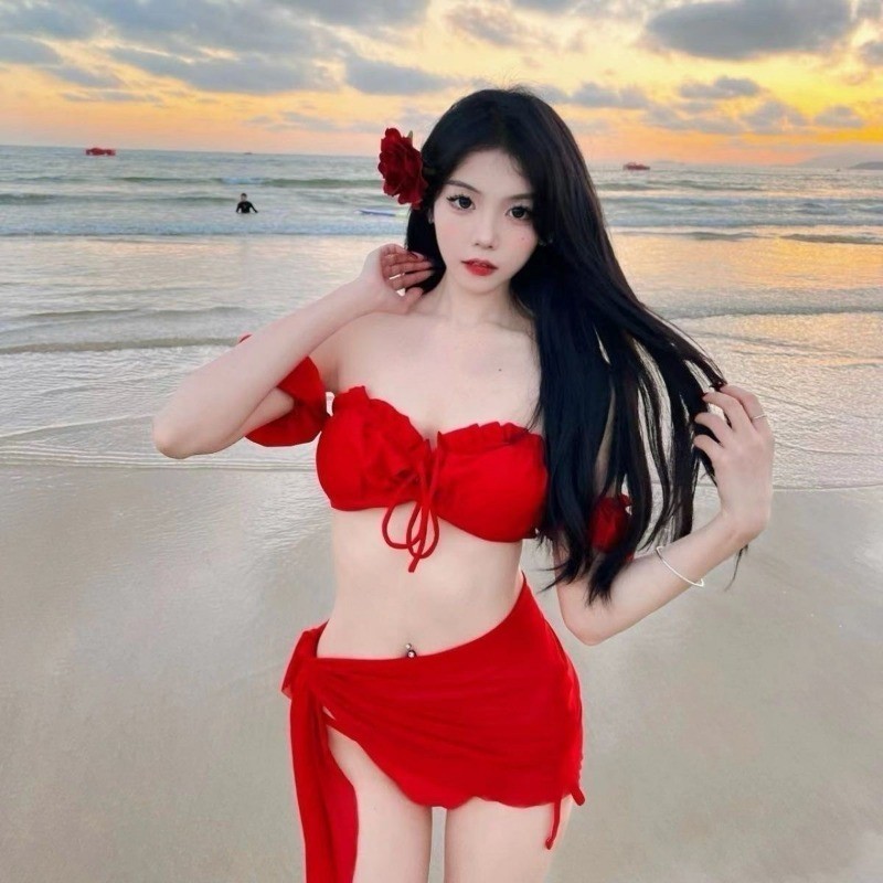 Đồ Bơi Nữ Gợi Cảm Tay Phồng Bikini Ba Mảnh Đồ Bơi Kỳ Nghỉ Du Lịch Phiên Bản Hàn Quốc Ins Thời Trang Đi Biển Bơi Bikini Bộ | BigBuy360 - bigbuy360.vn