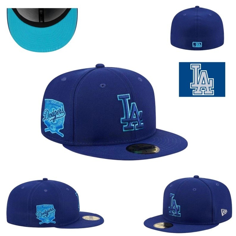 Mlb Los Angeles Dodgers Mũ Thể Thao Thêu Mũ Bóng Chày Đường Phố Hip Hop LA Không Thể Điều Chỉnh Vành Phẳng Mũ Xanh Unisex Snapback Mũ