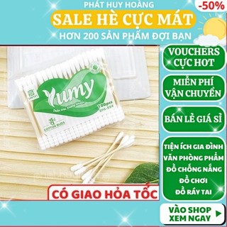 Gói 100 cây tăm bông ✅ FREESHIP 🚛 Gói 100 cây tăm bông thân trúc Yumy an toàn môi trường cực tốt - Phát Huy Hoàng