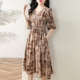 2024 Phong Cách Mới Đầm Nữ Tính Khí Mỏng Hơn Nhìn Giữa Chiều Dài Slim-Fit Thời Trang Hoa Thời Trang