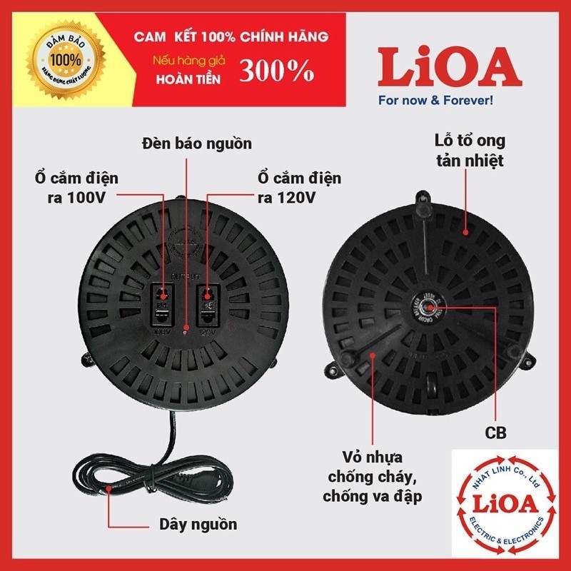 Biến áp đổi nguồn 220V ra 110V Lioa 600VA/400VA/200VA