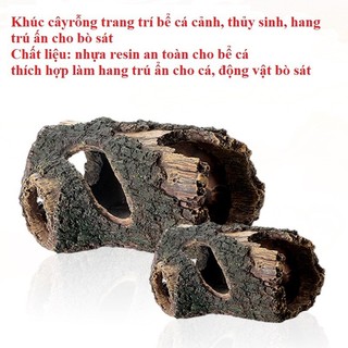 Khúc cây rỗng mục nát trang trí bể cá cảnh thủy sinh, hang trú ẩn bò sát - Ống cây rỗng trang trí cảnh quan, phong cảnh