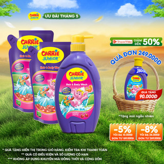 Combo 2 Túi Sữa Tắm Gội Carrie Junior (500Gx2) + Chai Sữa Tắm Gội cho bé Carrie Junior Hương Cherry (700G)
