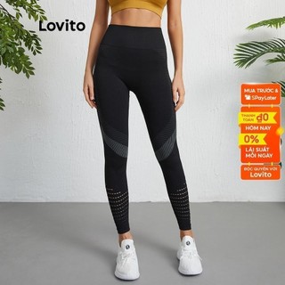 Quần legging thể thao Lovito L09021 lưng cao nhanh khô màu trơn