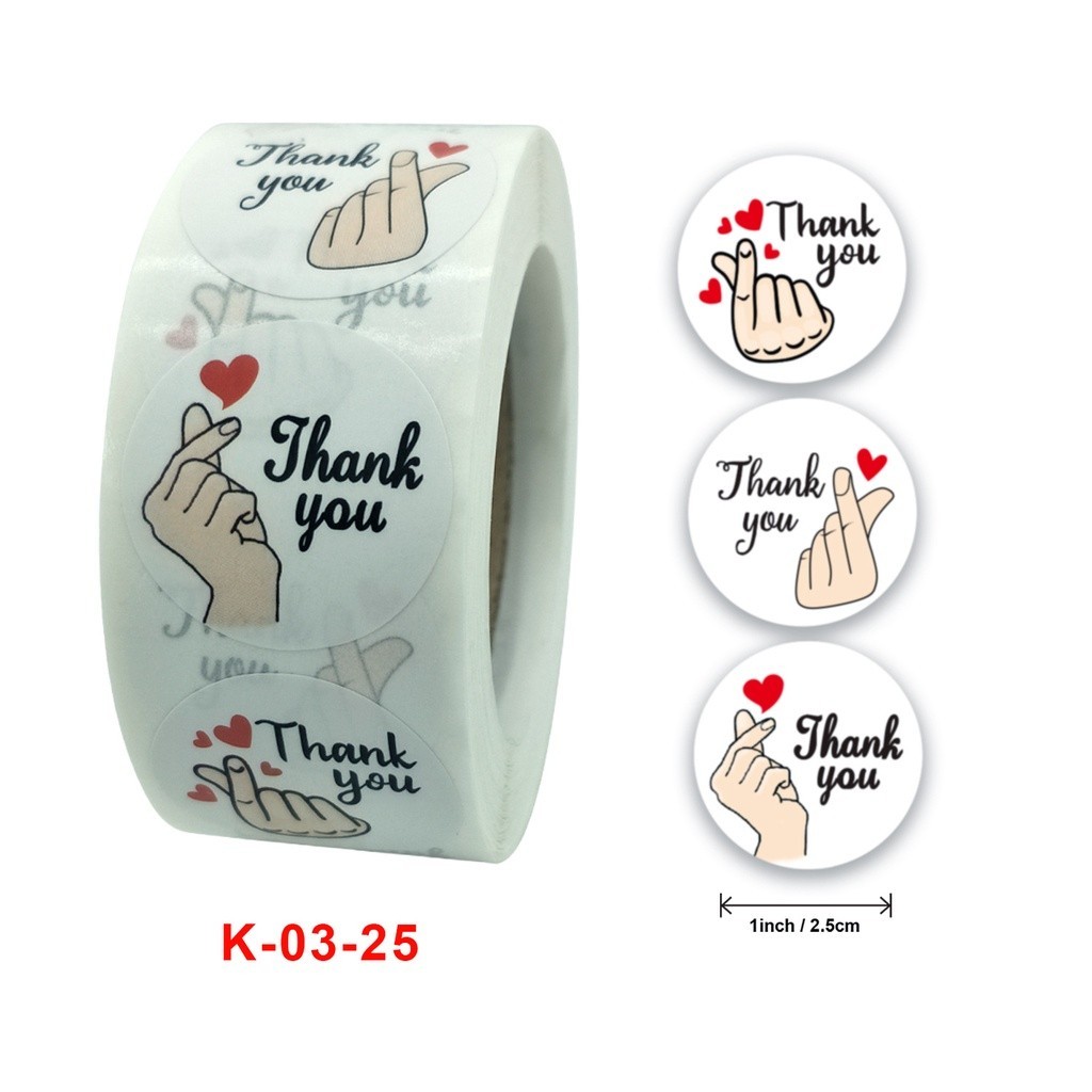 Cuộn 500 sticker dán Thank you -Tem Cảm Ơn Siêu Dễ Thương (K-03-25)