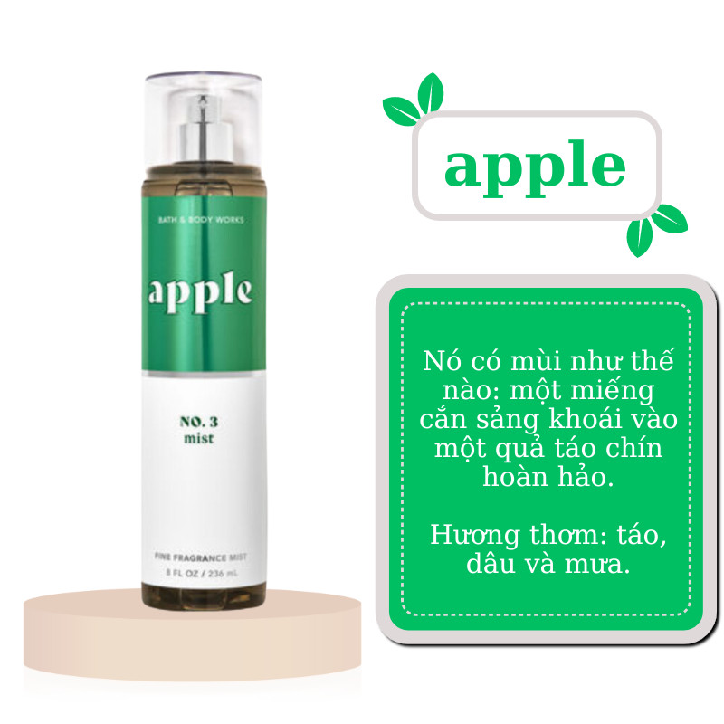 TESTER APPLE XỊT THƠM DƯỠNG THỂ BODY MIST USA