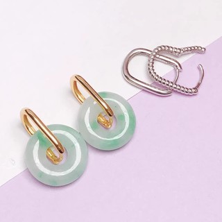 S925 bông tai bạc bông tai bông tai nữ tre ngọc bông tai diy phụ kiện đơn giản hòa bình khóa tai kẹp bông tai khung