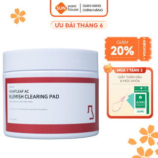 Bông Làm Sạch Và Ngừa Mụn Heartleaf Ac Blemish Clearing Pad C'NEW LAB Giúp Làm Mờ Vết Thâm Nám 140ml