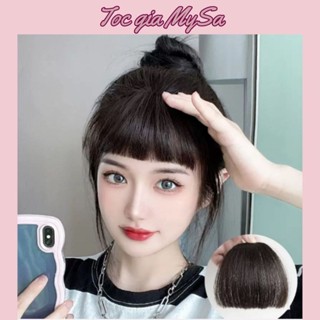 Kẹp tóc mái ngố giả vô hình làm từ 100% tóc thật, tóc mái ngang thời trang Hàn Quốc