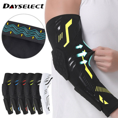 Dayselect 1 Miếng đệm cánh tay dài tổ ong Hấp thụ sốc Không trượt Bảo vệ khuỷu tay Đi bóng rổ Tay áo áp lực Bảo vệ huấn luyện