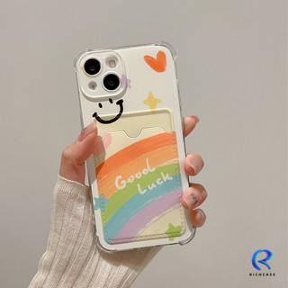 Ốp Lưng Trái Tim Tình Yêu Màu Retro Tương Thích Cho IPhone 7Plus 15 14 13 11 12 Pro Max XR XS Max X 6 15 7 6s 8 Plus SE 2020 Lãng Mạn Giấc Mơ Cầu Vồng Khe Cắm Thẻ Vòng Tay