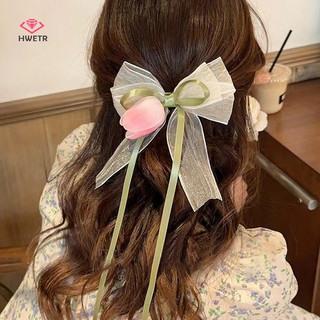 Hwetr Xuân Hè Tulip Nơ Tóc Scrunchies Dành Cho Nữ Cô Gái Phong Cách Hàn Quốc Ngọt Ngào Dễ Thương Ruy Băng Hoa Kẹp Tóc Phụ Kiện Tóc Mới
