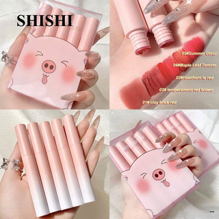 Áo ✧ Ready Stcok Ruhuatuo Set 5 màu / 1 son môi Nhung Matte Chống thấm mồ hôi Lâu trôi Son môi chống dính Cao hơn