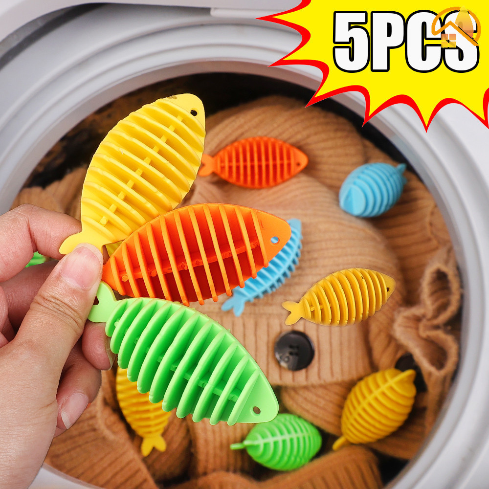 3 / 5 Chiếc Di Động Hộ Gia Đình Hình Cá Chống Nhám Bóng Giặt - Vải Làm Sạch Quần Áo TPR Máy Sấy Bóng Phụ Kiện Máy Giặt