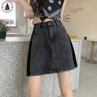 Hormoo Váy ngắn denim nữ phong cách giản dị váy chữ a lưng cao đa năng phong cách mỏng mới