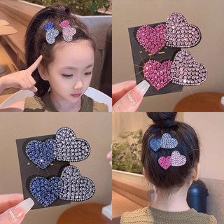 2 cái / bộ kim cương giả trái tim tóc bé gái thời trang bên kẹp nổ kẹp tóc ngọt bb kẹp nữ phụ kiện tóc