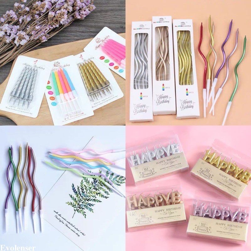 Nến Sinh Nhật Xoắn Dài – Hộp 6 Cây Sang Trọng, Ánh Kim Bắt Mắt, Thiết Kế Uốn Lượn Độc Đáo, Trang Trí Bánh & Tiệc Tùng