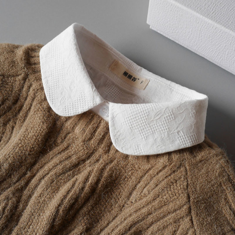 Cổ giả cotton cho phụ nữ, cổ búp bê, cổ áo giả, cổ áo đa năng, cổ áo cotton xếp nếp, cổ áo giả, cổ áo len cơ bản BICH