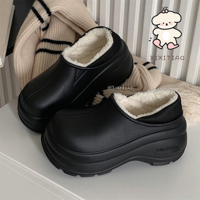  Xixitiao Đơn Giản Lông Cừu Lót Ấm Áp Chống Thấm Nước Giày Bốt Tuyết Nữ Ngoài Trời Thoải Mái Màu Trơn Giày Bốt Cotton 