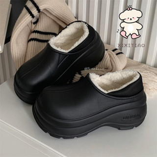 Xixitiao Đơn Giản Lông Cừu Lót Ấm Áp Chống Thấm Nước Giày Bốt Tuyết Nữ Ngoài Trời Thoải Mái Màu Trơn Giày Bốt Cotton