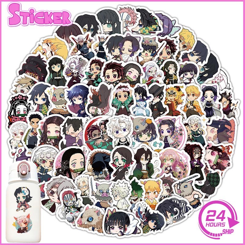 Bộ 60 DIY Anime Demon Slayer Sticker Dán Trang Trí Hình Kimetsu No Yaiba