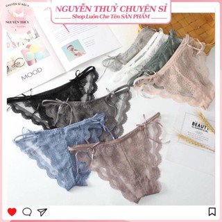  Set 5 quần lót nữ ren tơ cao cấp đính nơ 2 hông sexy quyến rũ mềm mại khoét đùi cao hàng loại 1 - R11 