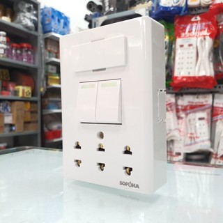 Bảng điện SOPOKA giả âm lắp nổi cao cấp dòng E 1/2/3/4 công tắc, 3 ổ cắm tùy chọn