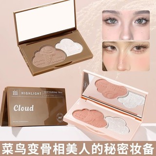 XIXI Bảng Phấn Tạo Khối Má Hồng XIXI 2in1 Kèm Highlight, Nhũ Bắt Sáng Màu Lì Đám Mây XIXI D-612 Cloud contour highlights