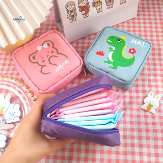 FAIRNULL Băng Vệ Sinh Túi Bảo Quản Hoạt Hình Chống Thấm Nước Nylon Dây Kéo Thiết Kế Tampon Túi Cho Bé Gái Teen