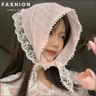 Faxhion Mùa Hè Ren Tam Giác Khăn Trùm Đầu Cho Nữ Hàn Quốc Ngọt Ngào Đầu Phụ Kiện