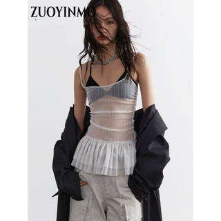 ZUOYINMO Áo 2 dây Áo Lưới Thời trang hàn quốc Fashion sang trọng cổ điển ins WCS2440X7Y 17Z240422