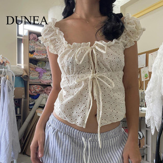 Dunea Nữ 2024 Rỗng Jacquard Tie Ngọt Ngào Cardigan