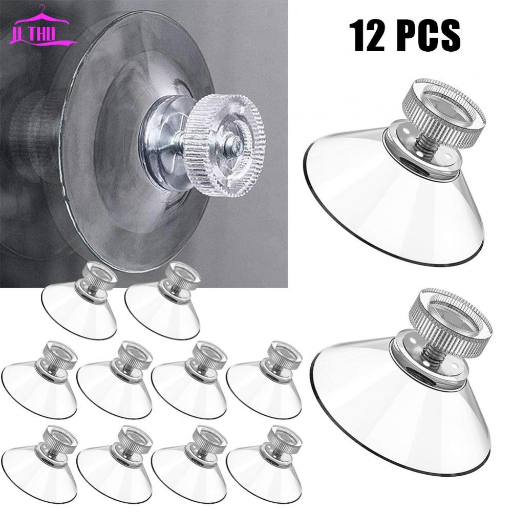 【UTHU】PVC Plastic Suction Cup Holder Hooks 12pcs 32mm Glass Wall Hanger Pads