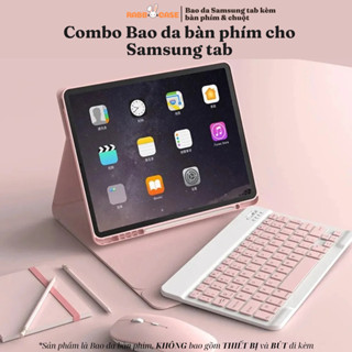 Combo Bao da bàn phím và chuột không dây cho Samsung Tab S6 lite/S7/S8/S9,A7/A8/A9plus có khay giữ bút,bàn phím tháo rời