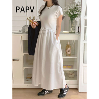 Váy ngắn tay chữ A xếp ly cổ tròn sang trọng Papv 2546