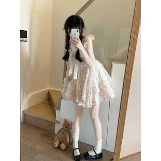 Váy Hoa Nữ Thắt Lưng Lộ Vẻ Gầy, Mùa Hè Thời Thượng, Vóc Dáng Nhỏ Nhắn Giảm Tuổi, Nơ Bướm Ngọt Ngào, Váy Chữ A.
