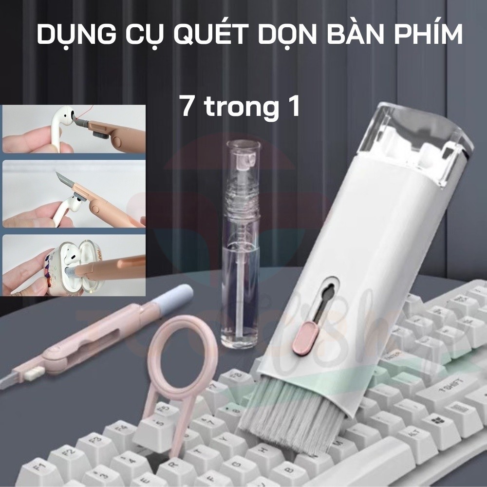 Bộ Dụng Cụ Vệ Sinh Bàn Phím Máy Tính Tai Nghe Đa Năng 7 Trong 1 Siêu Tiện Lợi Nhỏ Gọn Dễ Dàng Đem Th