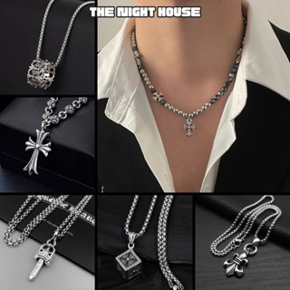 Vòng Cổ Nam Nữ Y2K CH Họa Tiết Thánh Giá Chữ Thập Phối Đá Dây Chuyền Unisex CH Chống Gỉ Thời Trang The Night House
